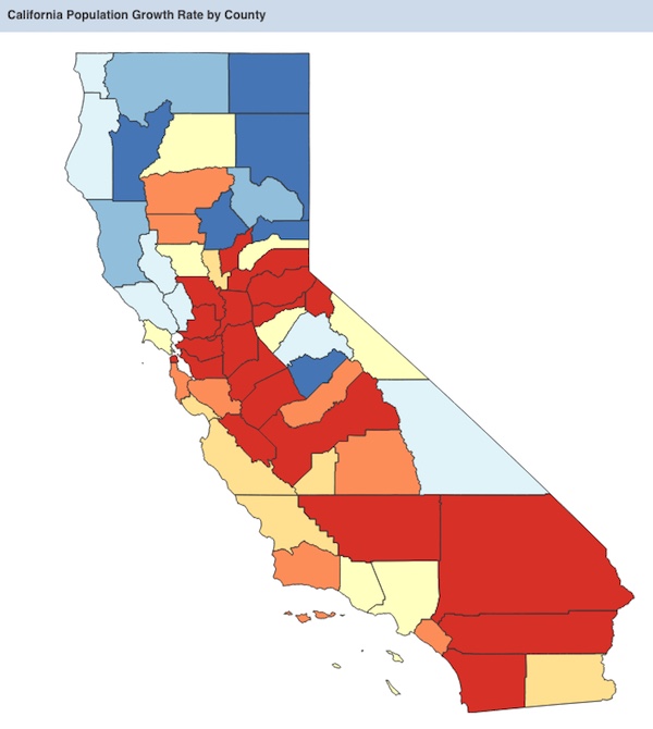 California Population Growth Rate by County