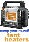 stay warm w/ tent heaters